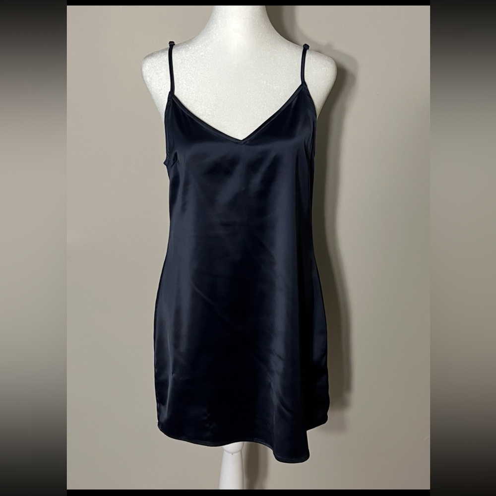 Lulu’s Navy Blue Satin Slip Dress